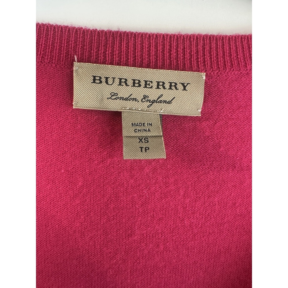 Burberry London Cashmere Sweater Pink Nova Check Elbow Patch XS Luxury Designer - Picture 7 of 16
